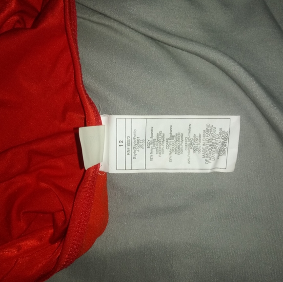 Red ruched one piece - Picture 3 of 4